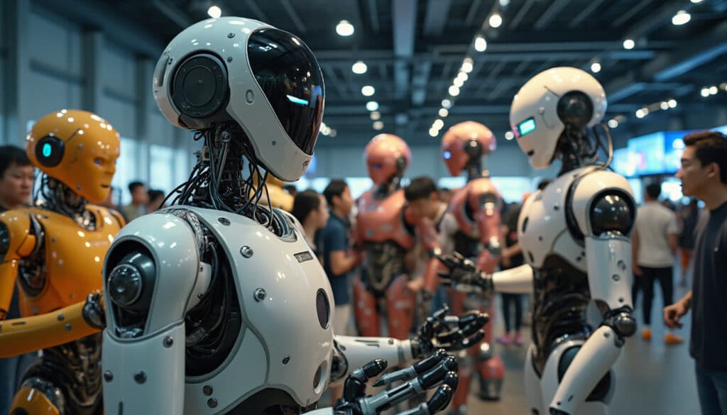 découvrez comment des robots humanoïdes fascinants attirent l'attention des visiteurs lors de l'exposition industrielle de tianjin, mettant en lumière les avancées technologiques et l'avenir de l'interaction homme-machine.